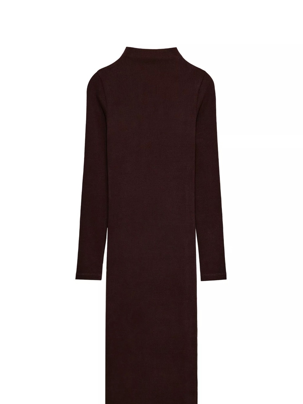Zara Long-Sleeve Midi Dress in Dark Brown